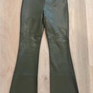 Spanx High-Waist Olive Green Faux Leather Flare Pants